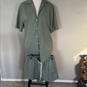 Green Striped Men's Swim Set